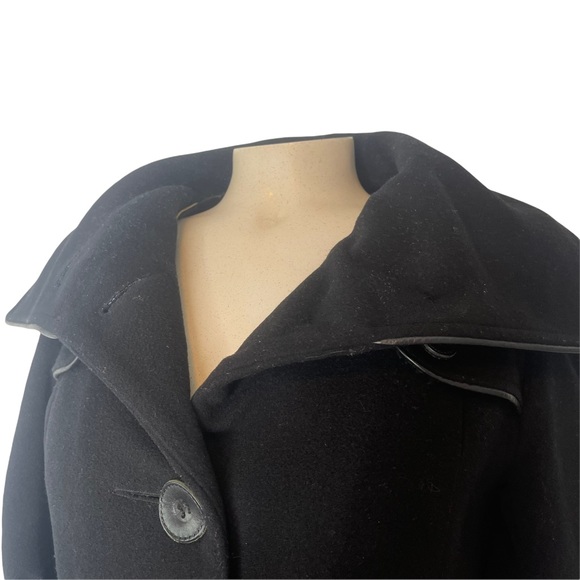 MACKAGE Women's Black Wool Cashmere Blend Collard Button Front Long Pea Coat S - Picture 4 of 12